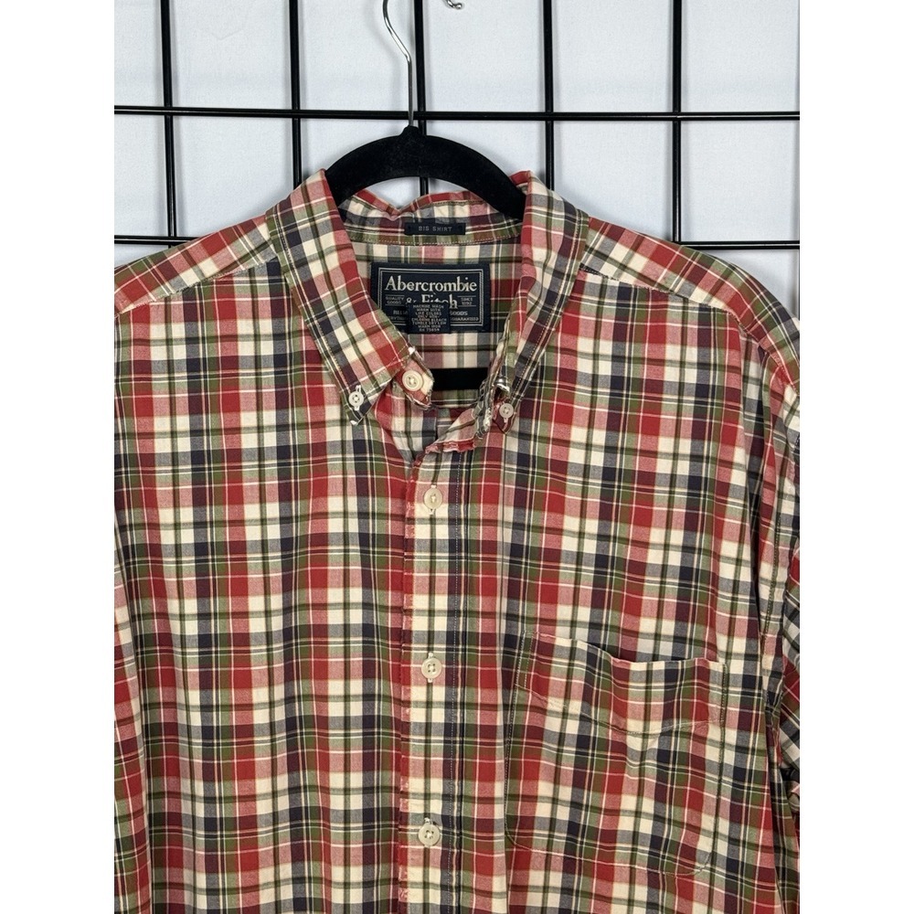 Vintage Abercrombie & Fitch SS Shirt Mens L Red Flannel Plaid Outdoor Y2K Preppy